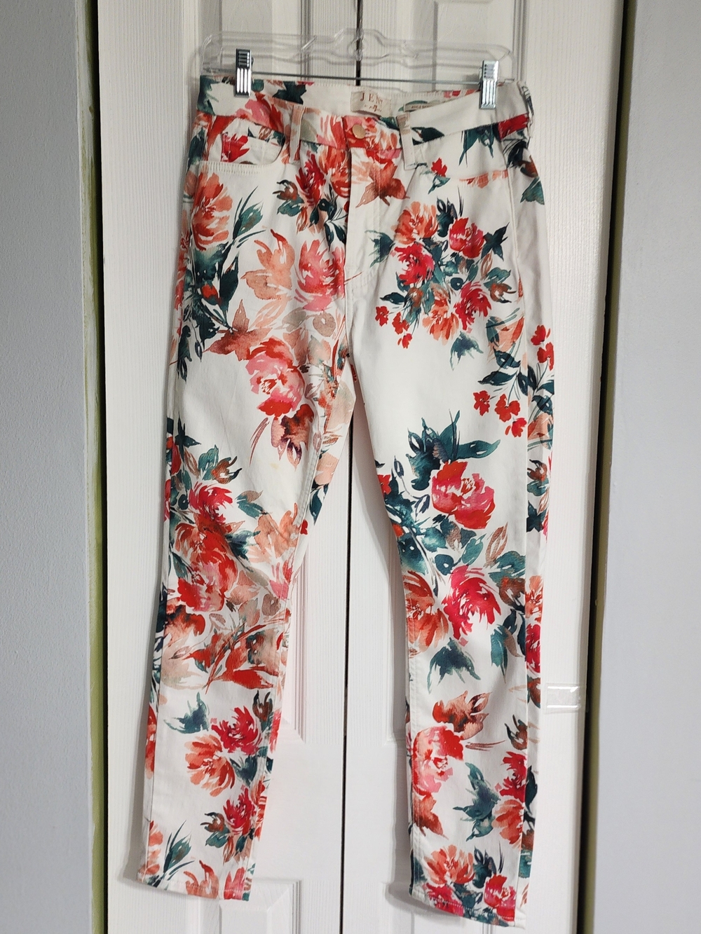JEN 7 Floral Print White Skinny Jeans - Women's